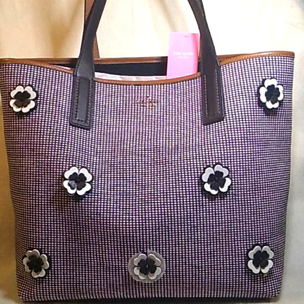 NWT KATE SPADE TOTE BAG ASH STREET FLOWER APPLIQUE